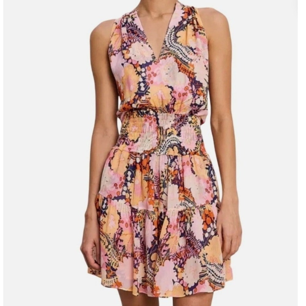A.L.C. Courtney Silk Mini Dress Floral Paisley Smock Pink 0 Garden Party NWT